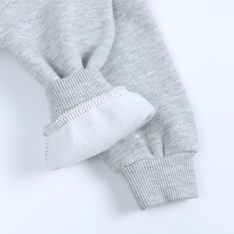 Wholesale Hoodie, Round Neck Pullover, Solid Color with Fleece, Autumn and Winter Baby Clothes